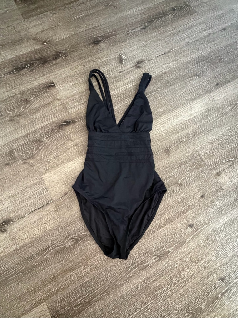 La Blanca Black One-Piece Swimsuit with Multi-Strap Shoulders